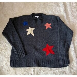 Madewell Star Intarsia Sweater Women XL Charcoal Grey Excellent 100% Merino Wool